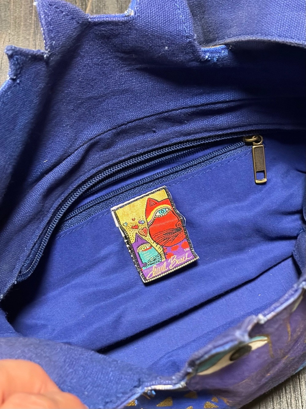 Vintage 90s Laurel Burch Canvas Shoulder Bag - Picture 8 of 10